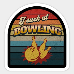 I Suck at Bowling Retro Vintage Sunset Sticker